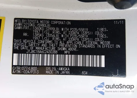 2012 Lexus Rx 450H from USA, damaged, VIN JTJBC1BA6C2430388